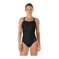 Speedo Solid Flyback Swimsuit -Speedos Shop 819006 black front