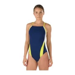 Speedo Launch Splice Endurance Cross Back -Speedos Shop 8191409 navy gold front 2